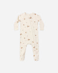 Quincy Mae Bamboo Zip Footie Woodland in NATURAL