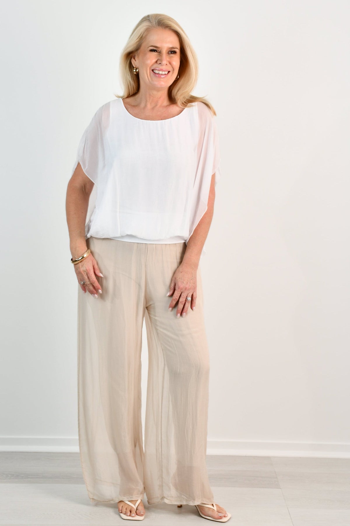 La Sofia VLSP110 (61248) - PISA SILK PANT - CHAMPAGNE in Champagne