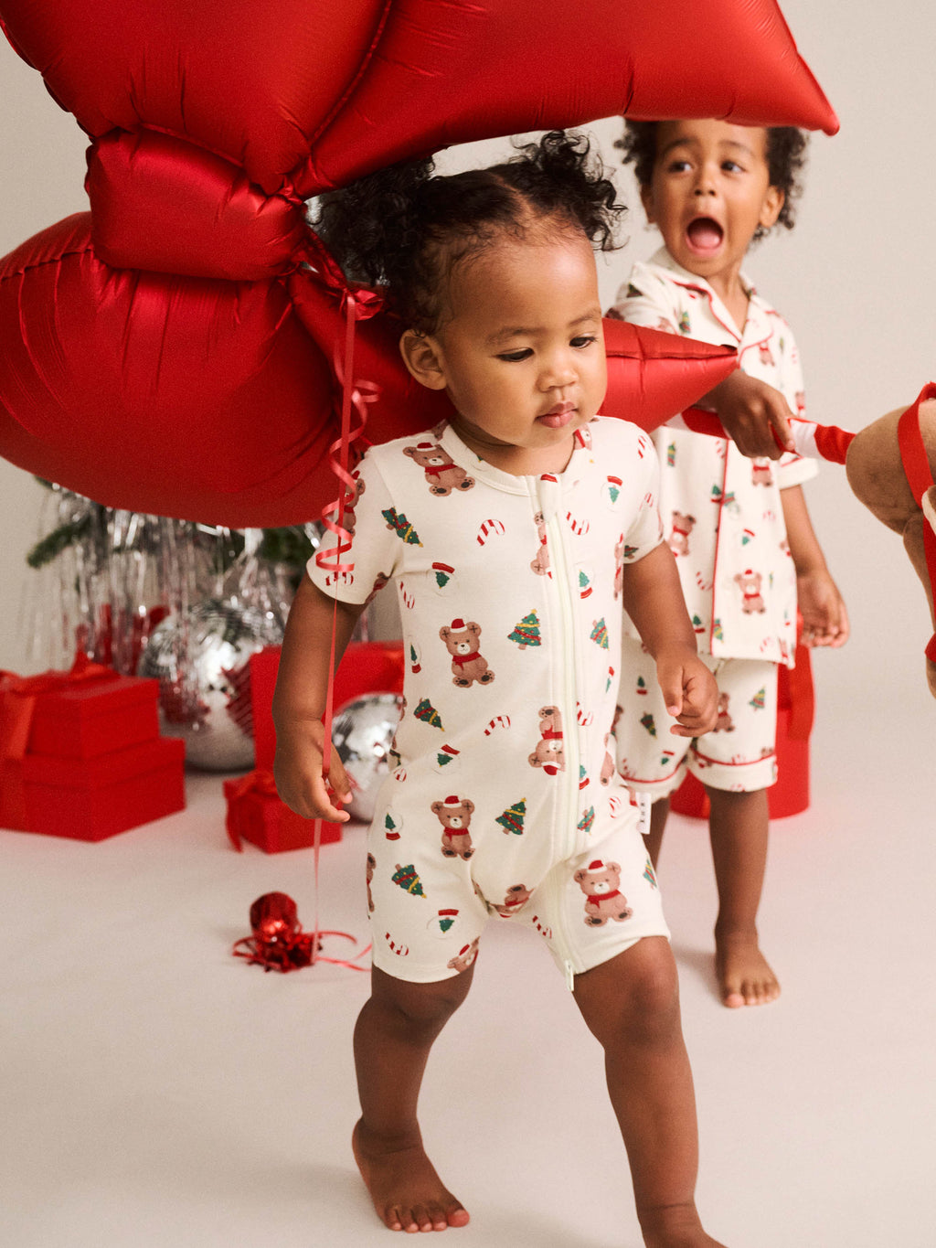 HUXBABY FESTIVE HUX ZIP ROMPER in EGGNOG