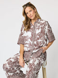 Hammock & Vine Palm Cove Print Shirt - Espresso White in Espresso White