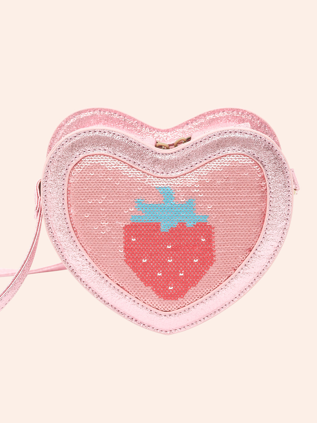HUXBABY STRAWBERRY SEQUIN HEART BAG in STRAWBERRY METALLIC