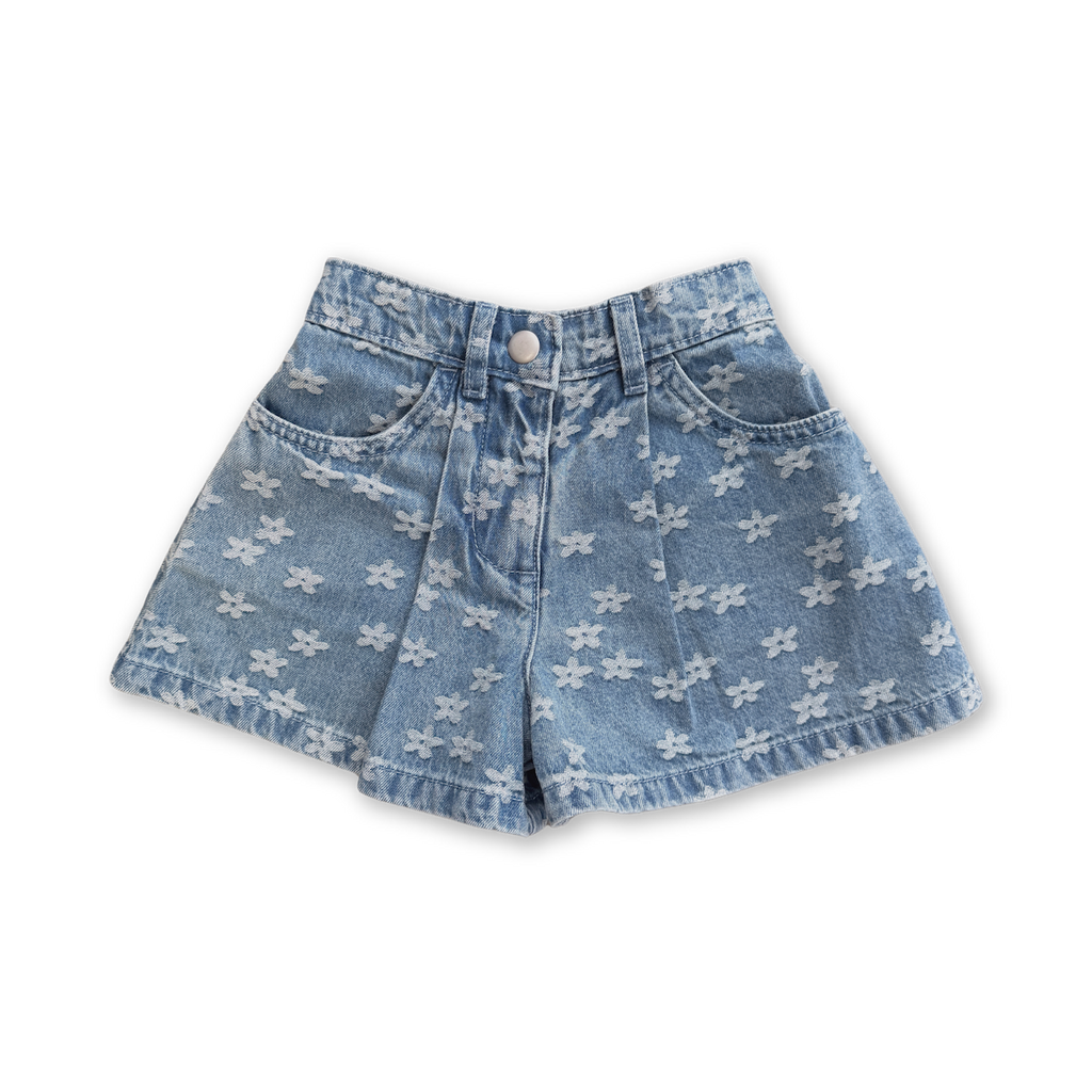 Grown Daisy Denim Swing Shorts in Single
