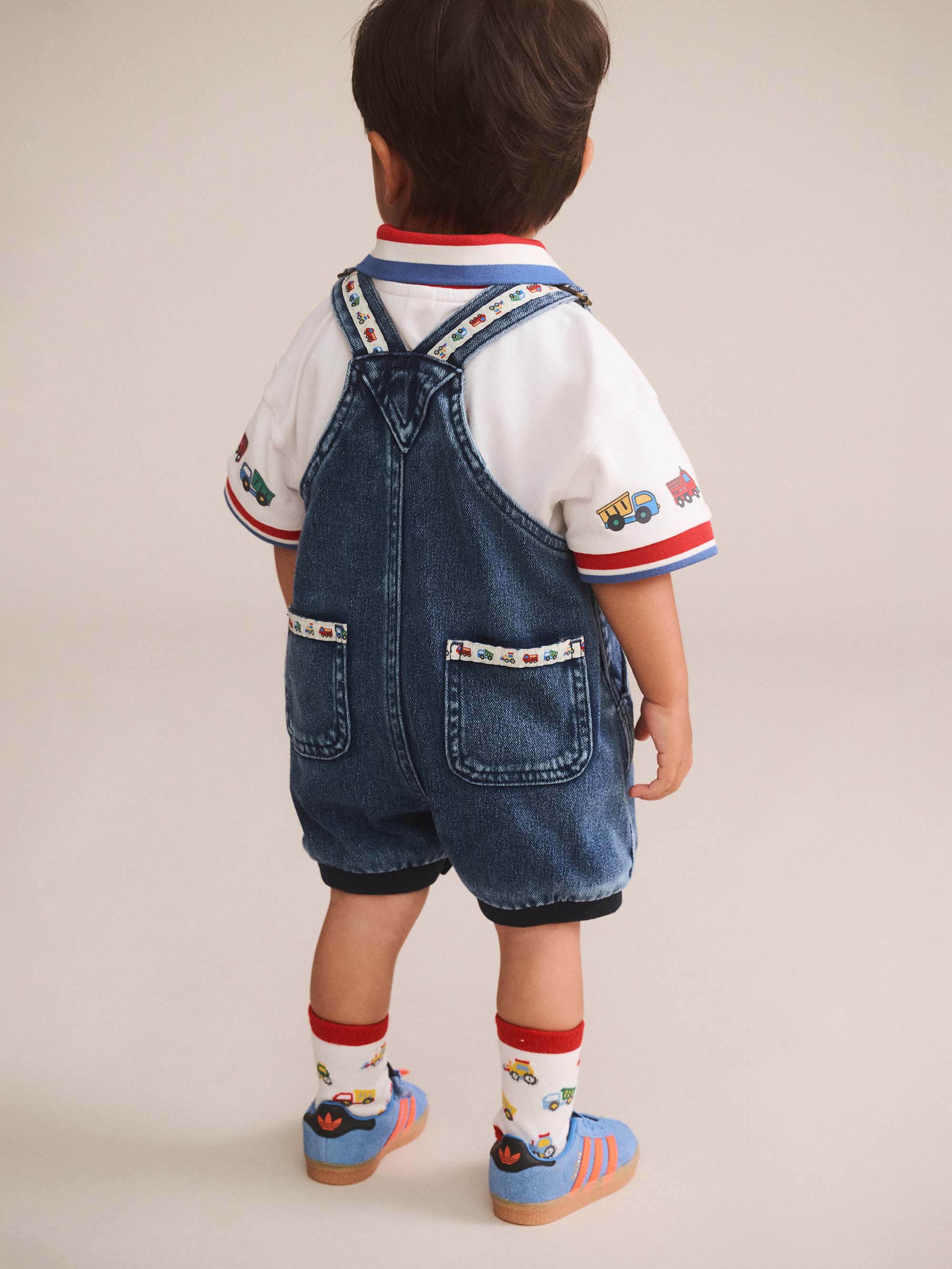 HUXBABY CONSTRUCTION 2PC SET in WHITE/ DENIM INDIGO