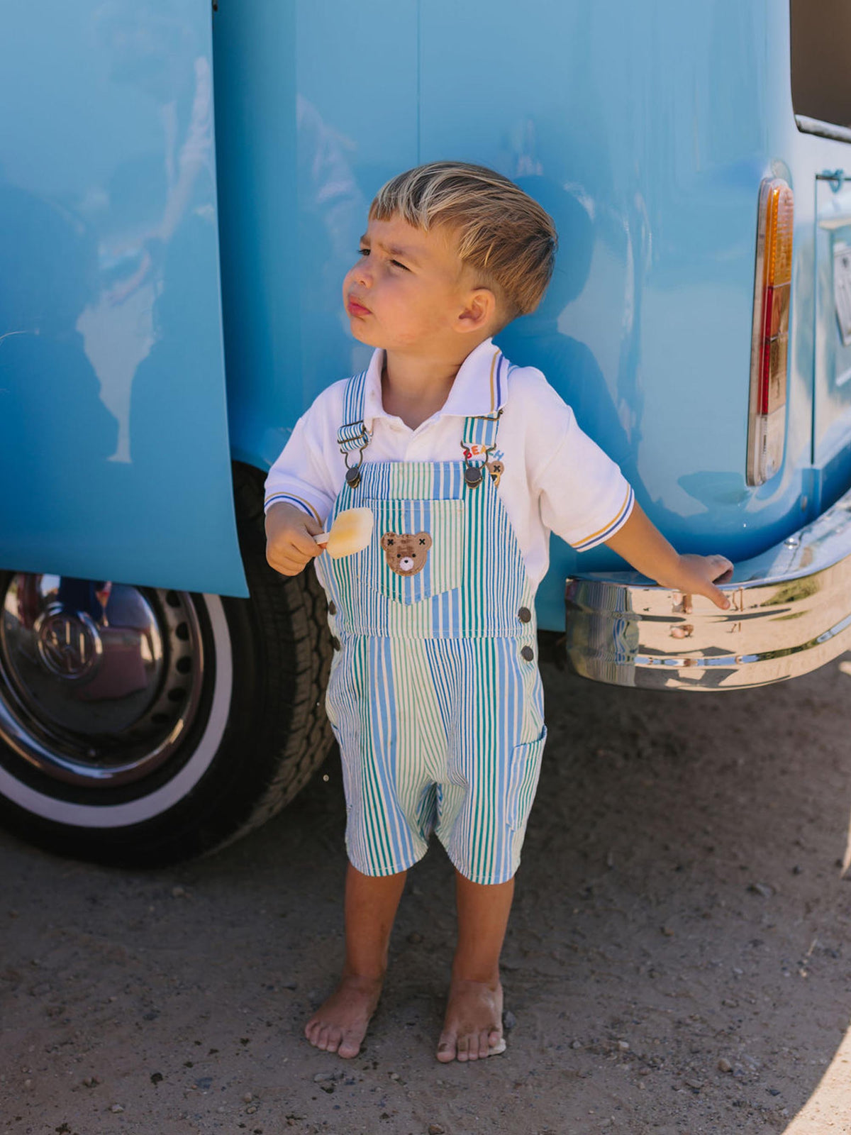 HUXBABY Beach Club Hux Variegated Stripe Shortall in Single