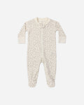 Quincy Mae Zip Long Sleeve Sleeper Footie Floret in IVORY