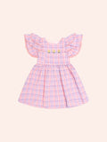HUXBABY Floral Emb Tropical Check Dress in MULTI