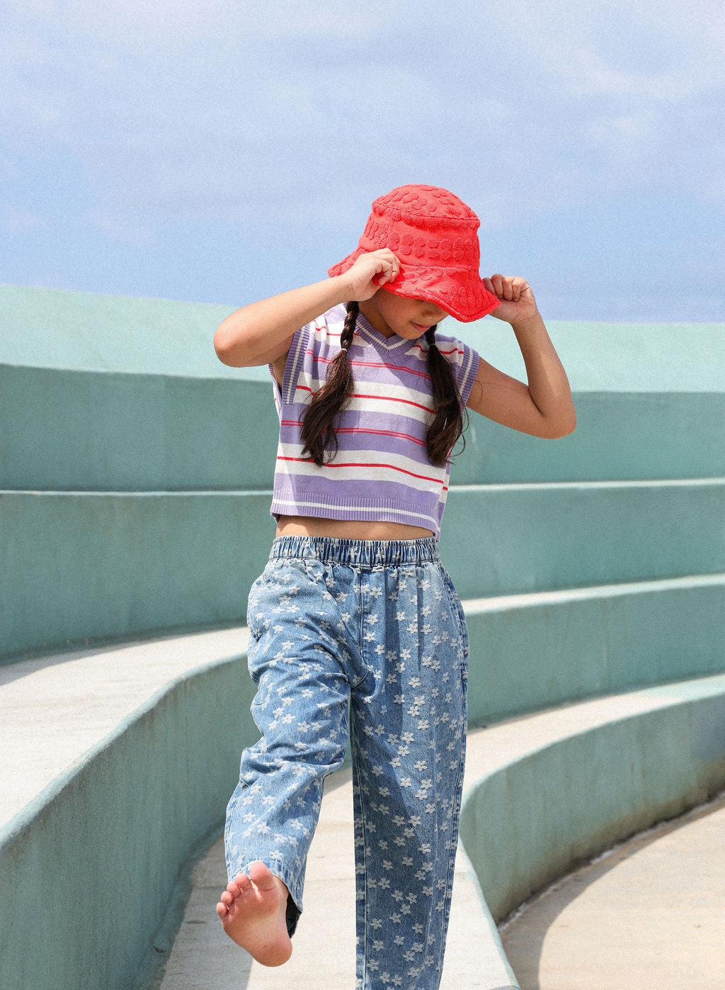 Grown Bubble Terry Towelling Bucket Hat - Fiesta in Single
