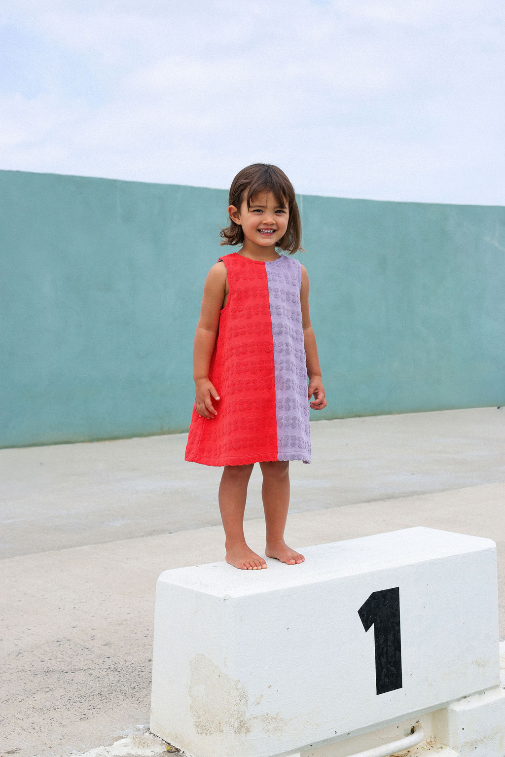 Grown Bubble Terry Towelling Dress - Fiesta & Mauve in Single