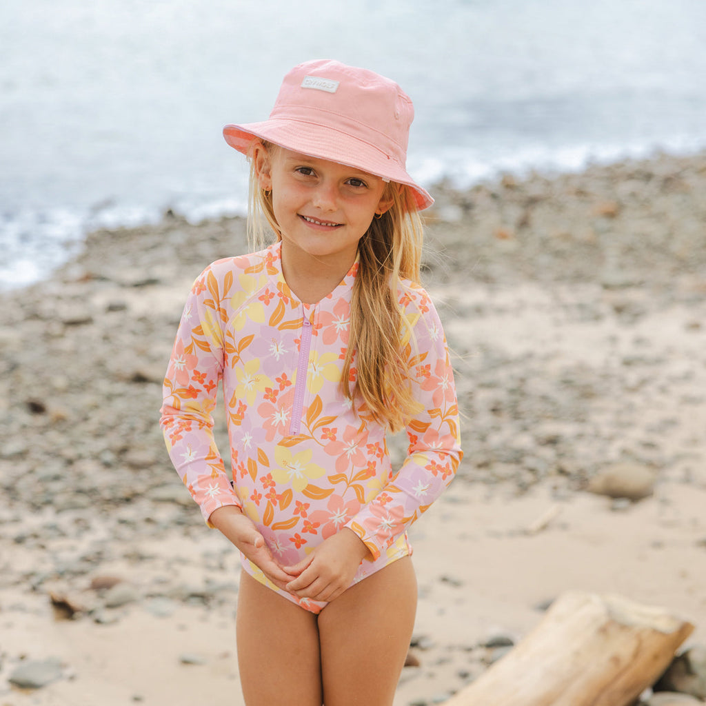 Crywolf LONG SLEEVE SWIMSUIT Hibiscus Daze in Single
