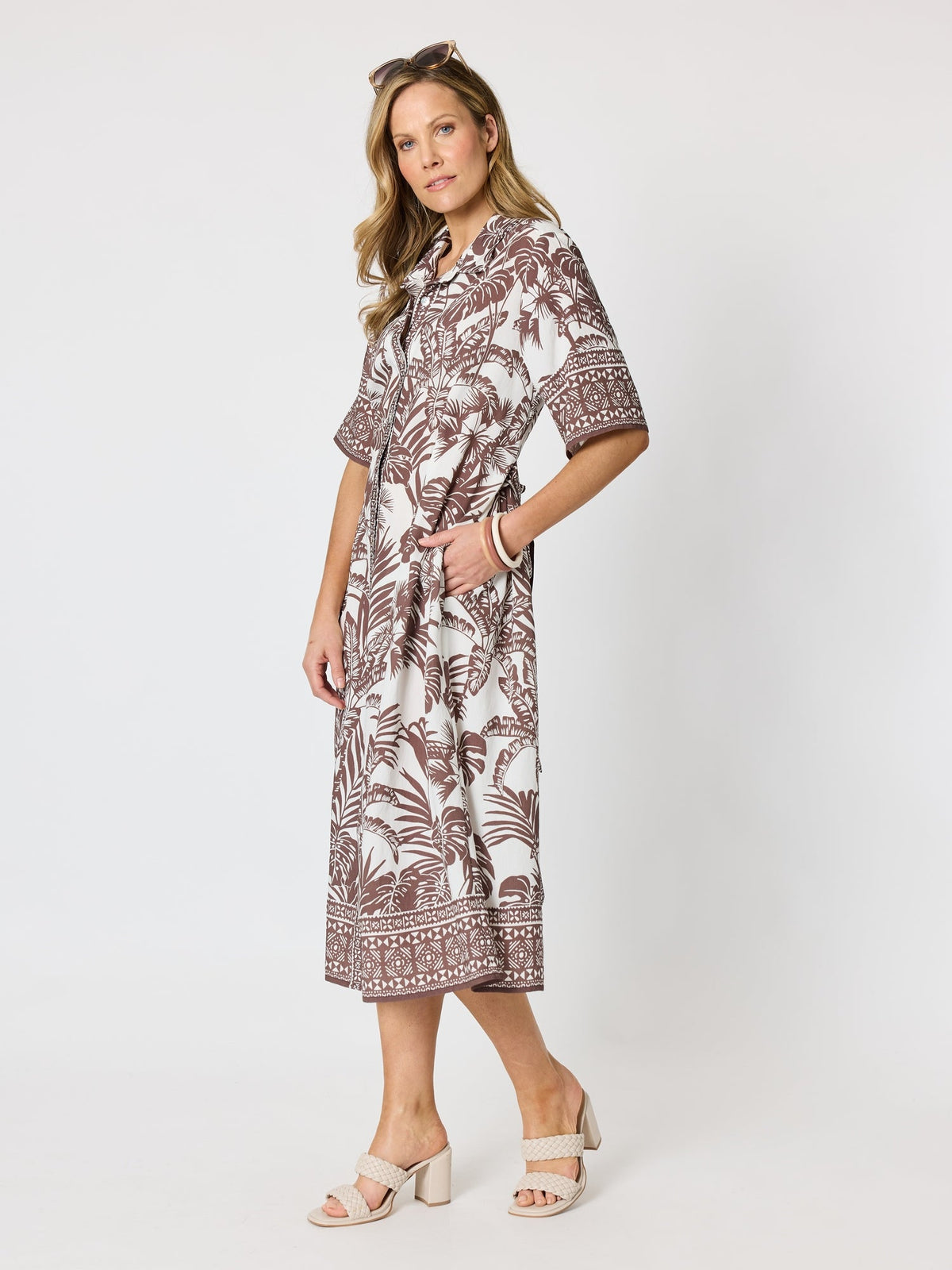 Hammock & Vine Palm Cove Shirt Dress - Espresso White in Espresso White