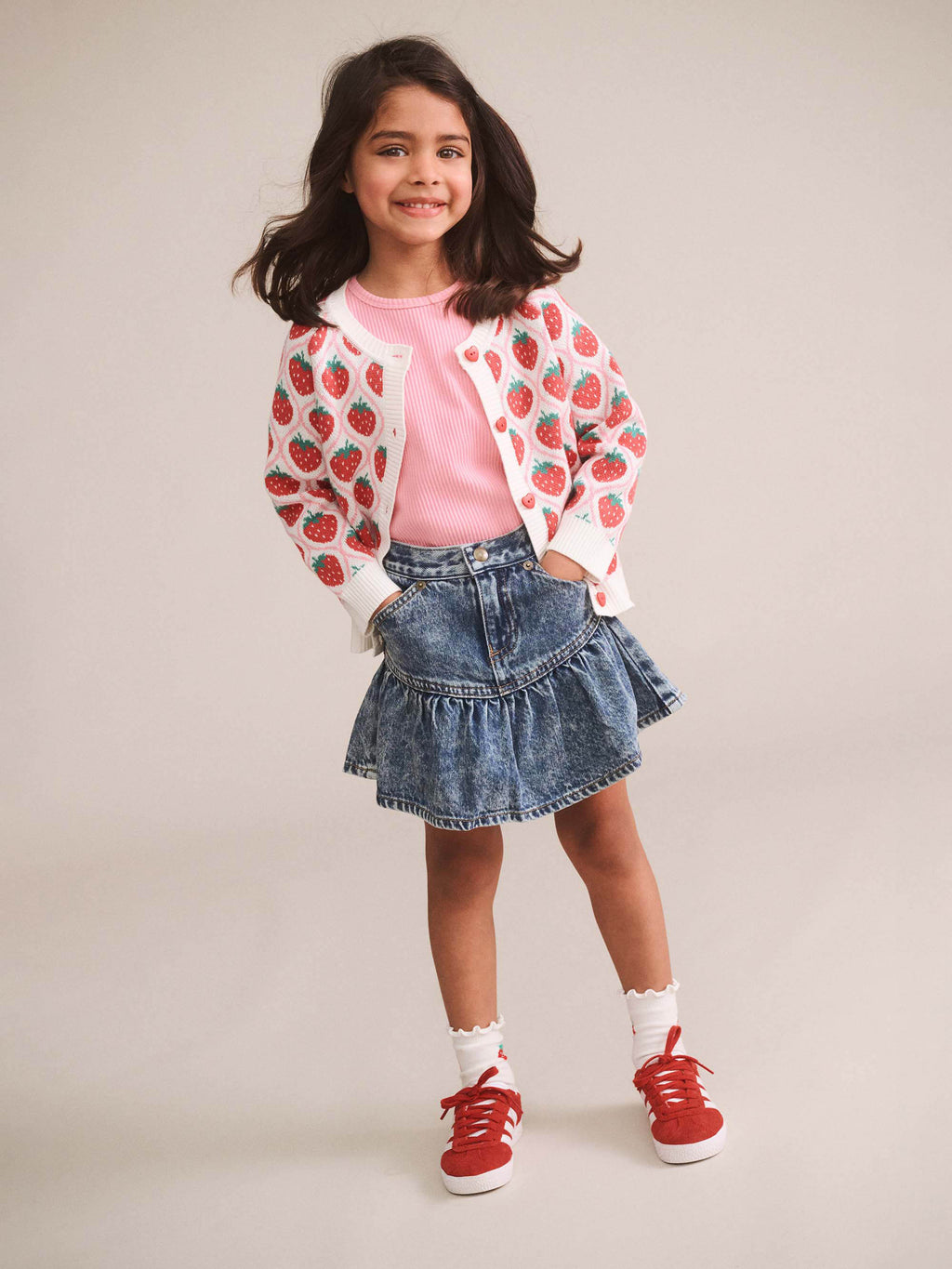 HUXBABY DREAMY DENIM TIERED SKIRT in DENIM
