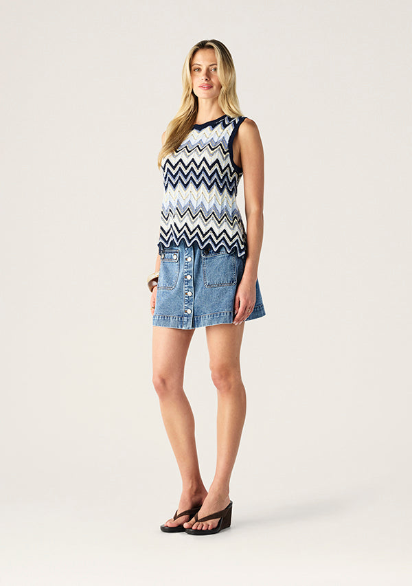 Mos The Label Pulse Knit Tank Top in Classic Navy
