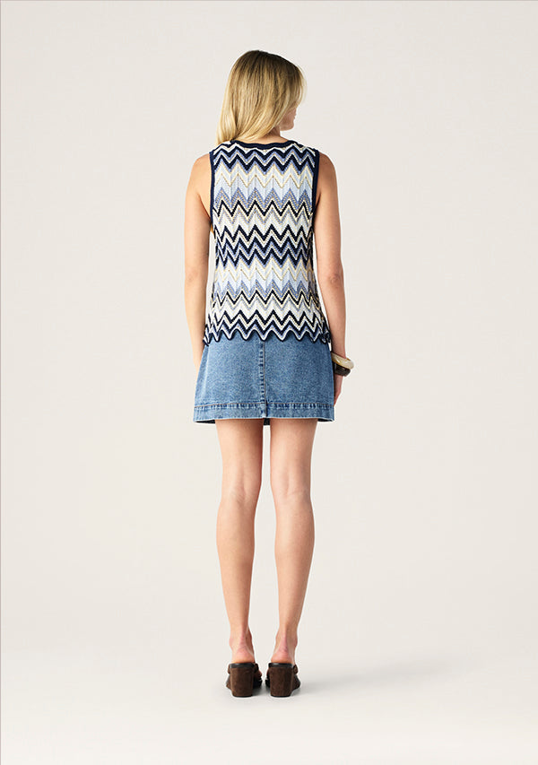 Mos The Label Pulse Knit Tank Top in Classic Navy