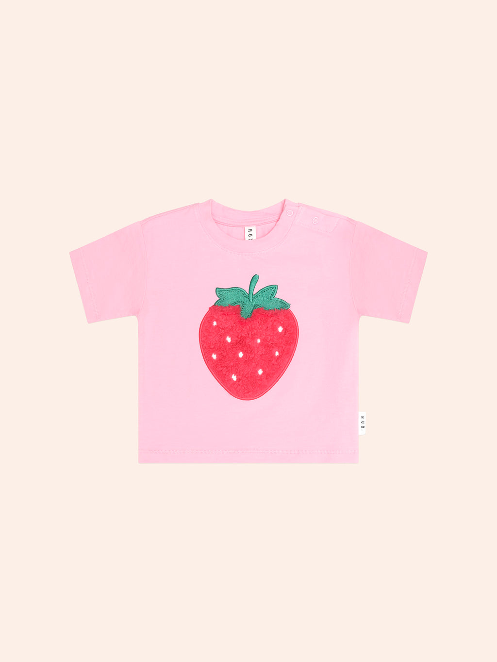 HUXBABY FURRY STRAWBERRY SLOUCHY TEE in STRAWBERRY CRÈME