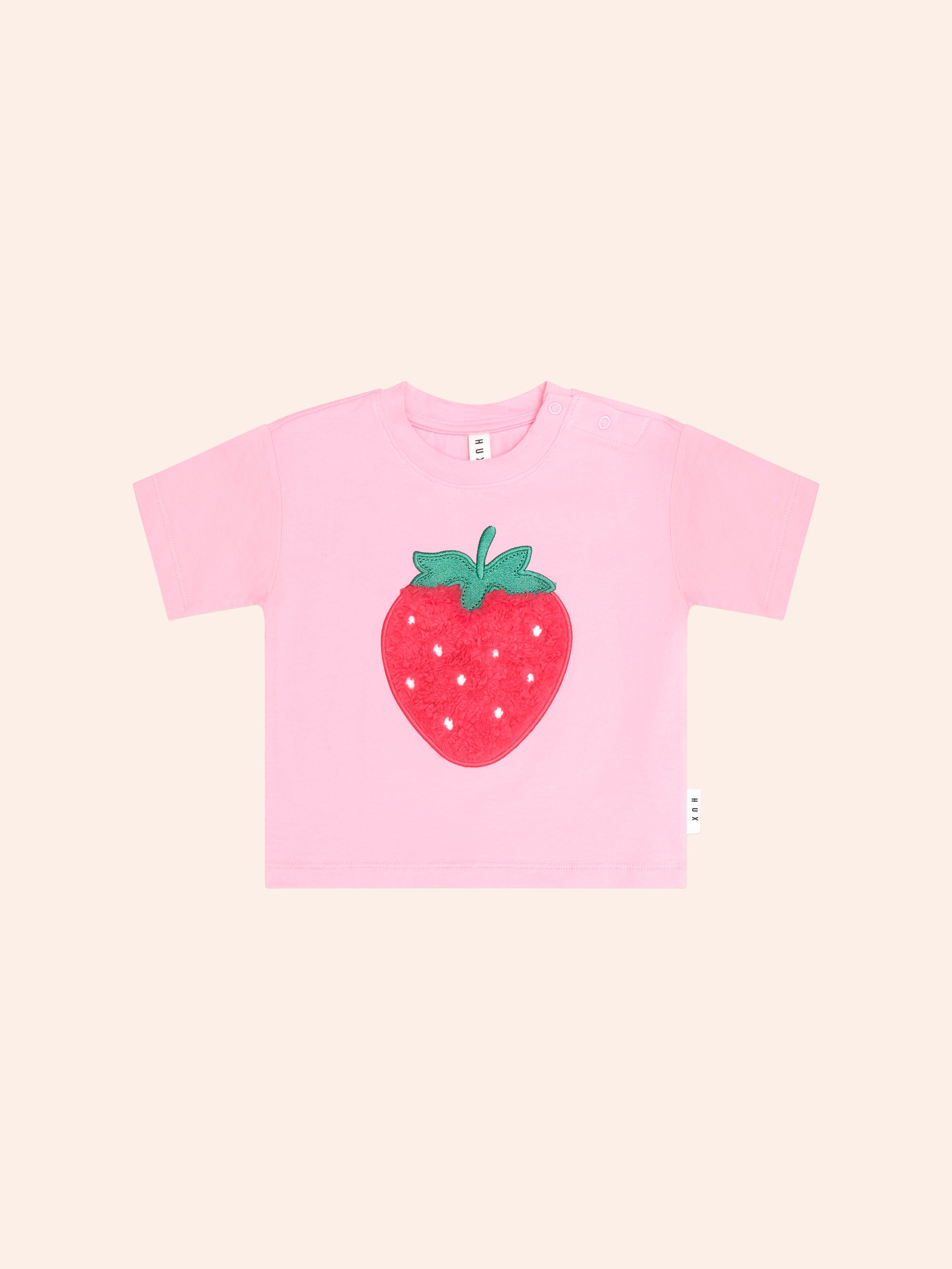 HUXBABY FURRY STRAWBERRY SLOUCHY TEE in STRAWBERRY CRÈME