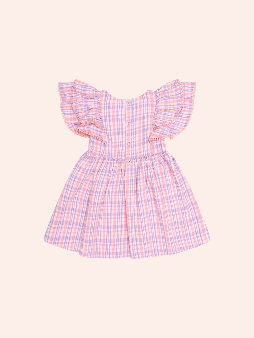 HUXBABY Floral Emb Tropical Check Dress in MULTI