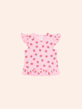 HUXBABY STRAWBERRY PRINT RIB PEPLUM TEE in STRAWBERRY PRINT