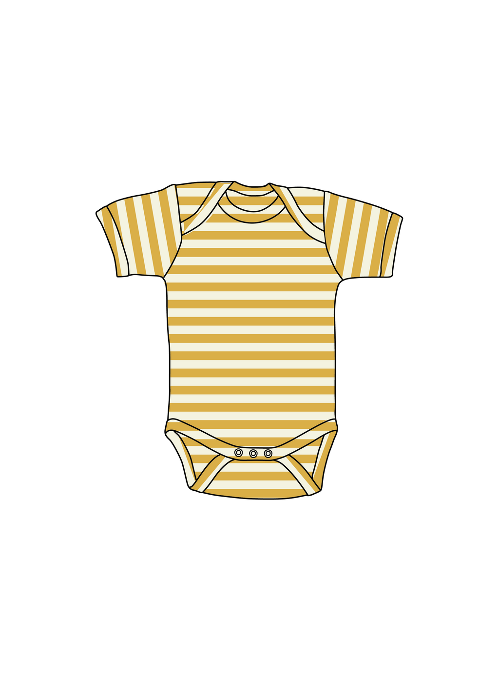 Nature Baby Short Sleeve Bodysuit in Golden Sea Stripe