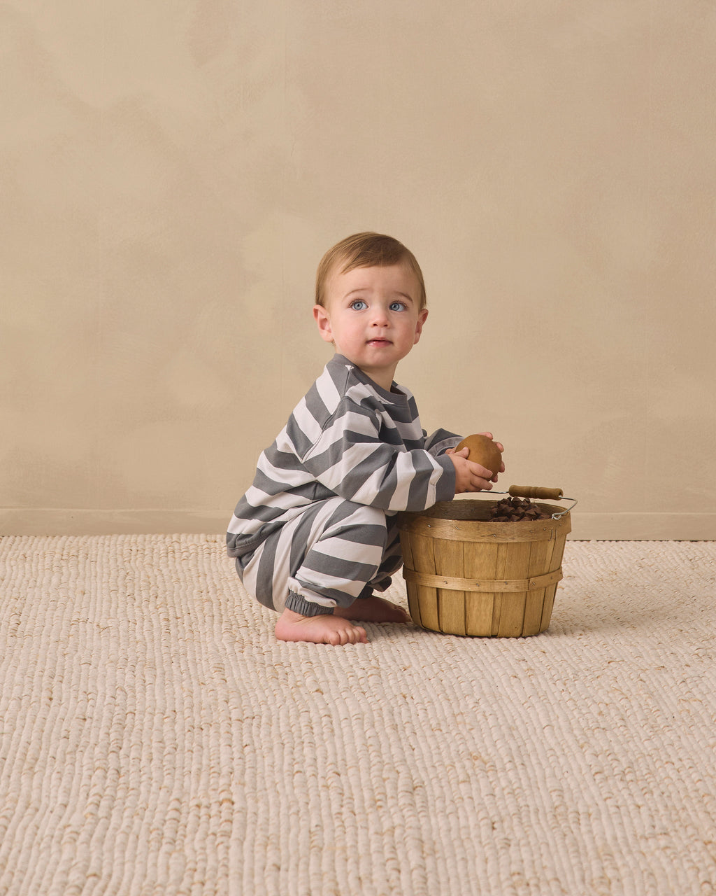 Quincy Mae Oversized Sweatpants Midnight Stripe in MIDNIGHT