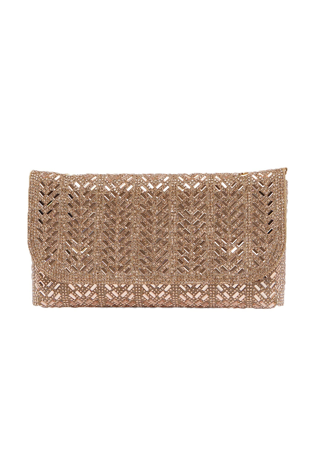 Carolina Mimi Sequinned Clutch Bag Rose Gold in Default Title