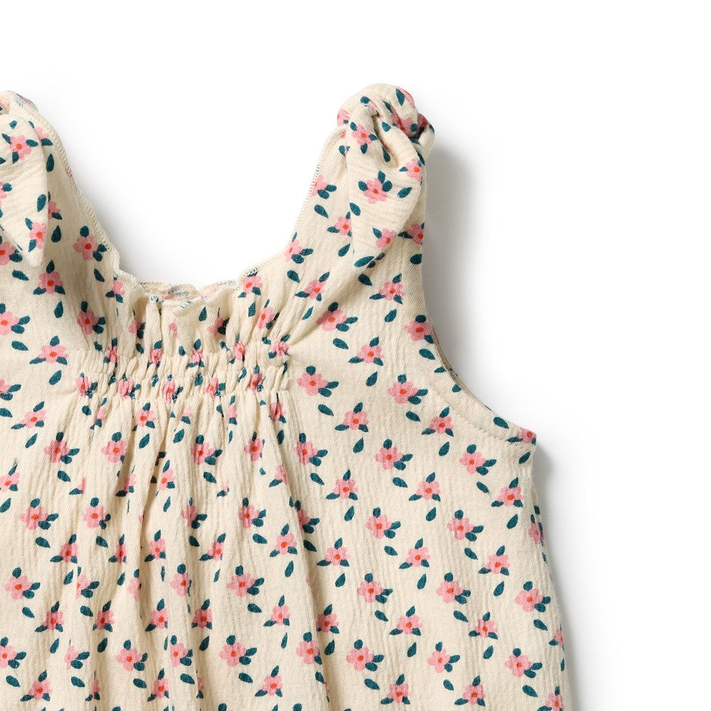 Wilson and Frenchy Little Blossom Organic Crinkle Tie Playsuit in Little Blossom