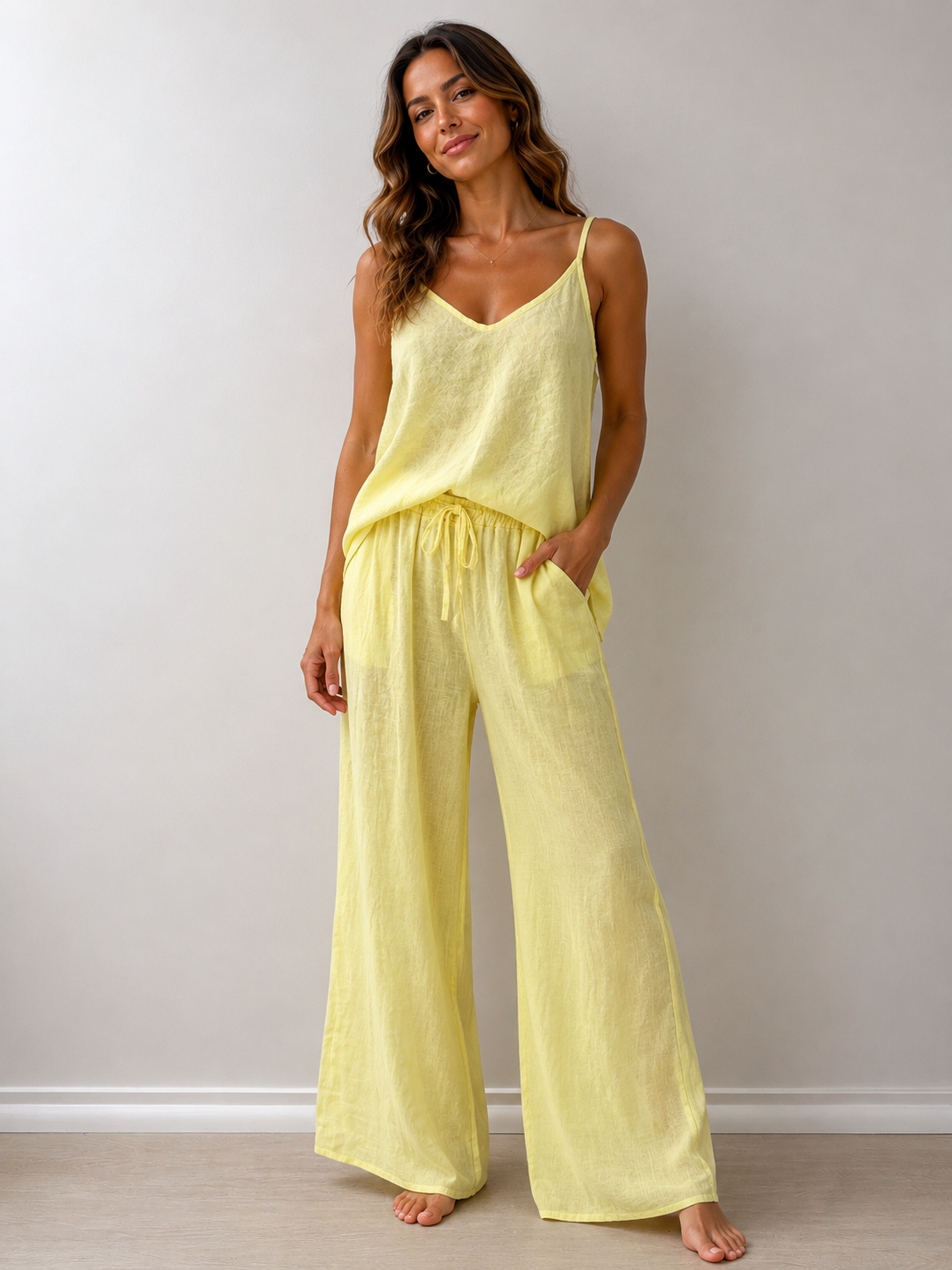 La Sofia VLSP119 (24P132) - RAVELLO LINEN PANT - CANARY in Canary