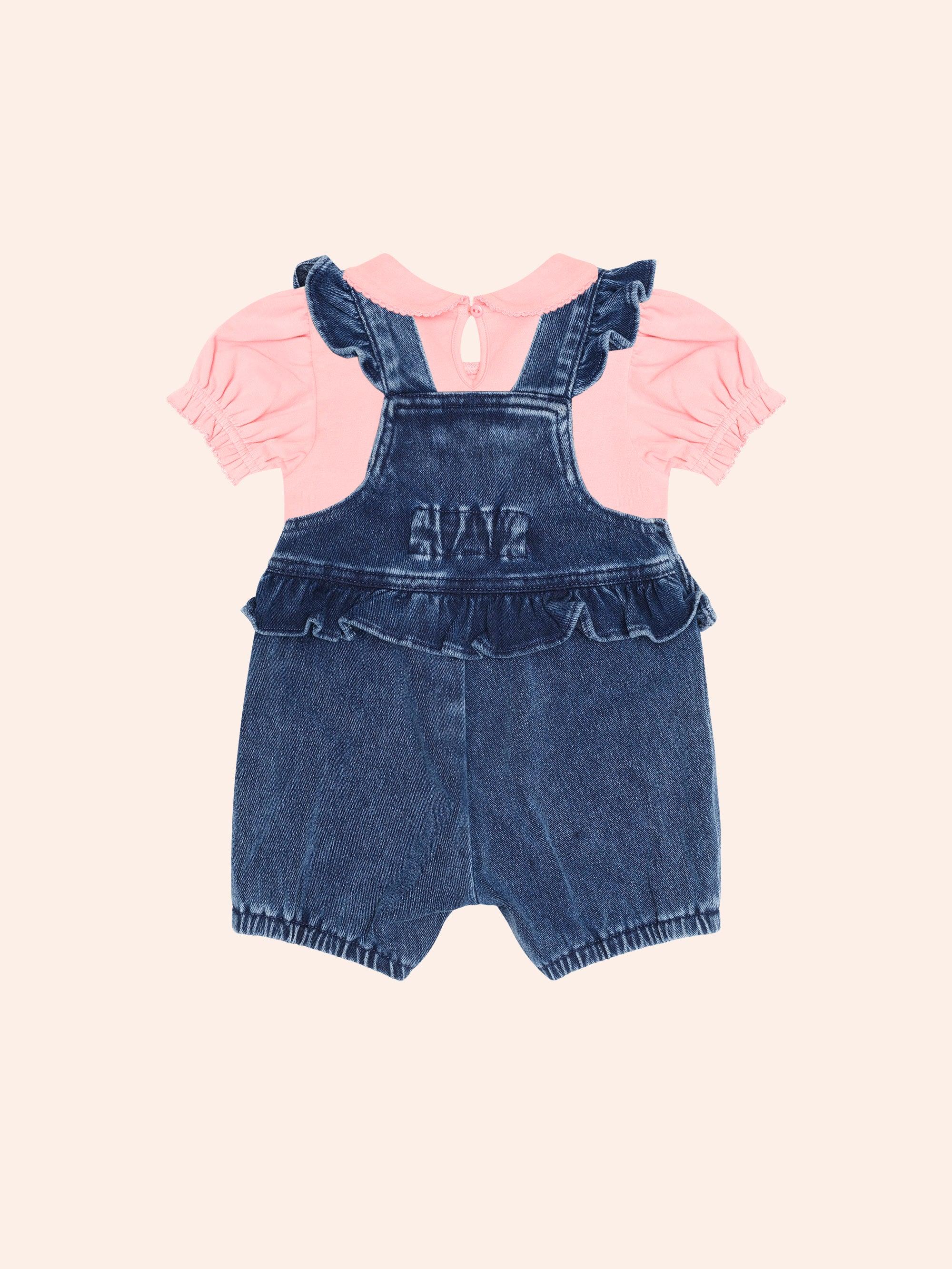 HUXBABY FLORAL 2PC DENIM SET in VINTAGE PINK / DENIM