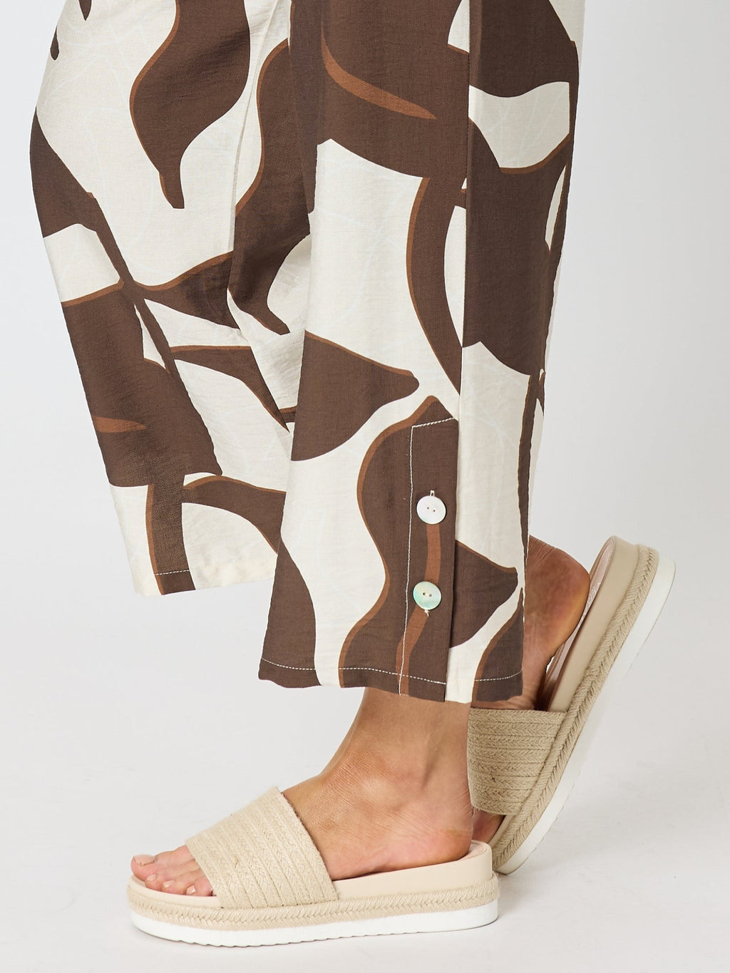 Clarity Bay Leaf Wide Leg Pant  - Mocha Multi in Mocha Multi