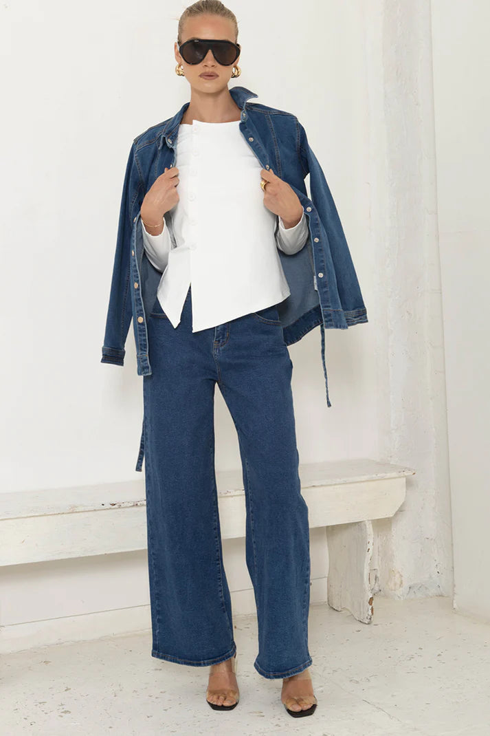 AVE - DK WASH PEPLUM JACKET