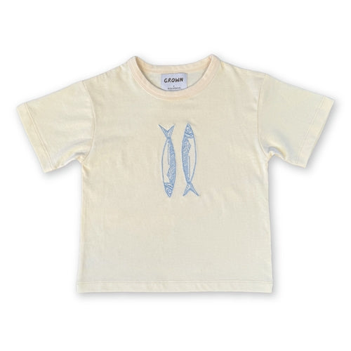 Grown - Sardine Embroidered Tee - Milk (HOL25)