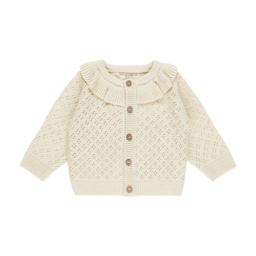 Quincy Mae - Ruffle Collar Cardigan - Natural (QMS25)