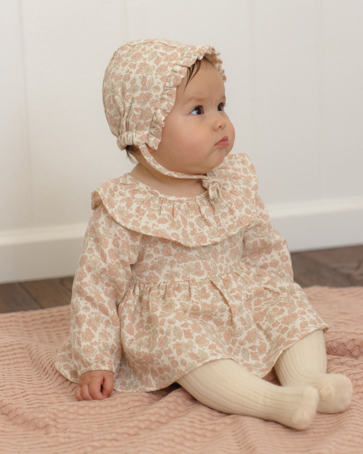 Quincy Mae Thalia Romper Pink Blossom in IVORY