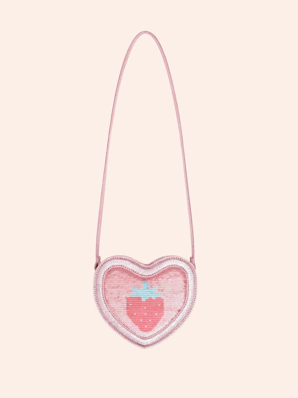 HUXBABY STRAWBERRY SEQUIN HEART BAG in STRAWBERRY METALLIC
