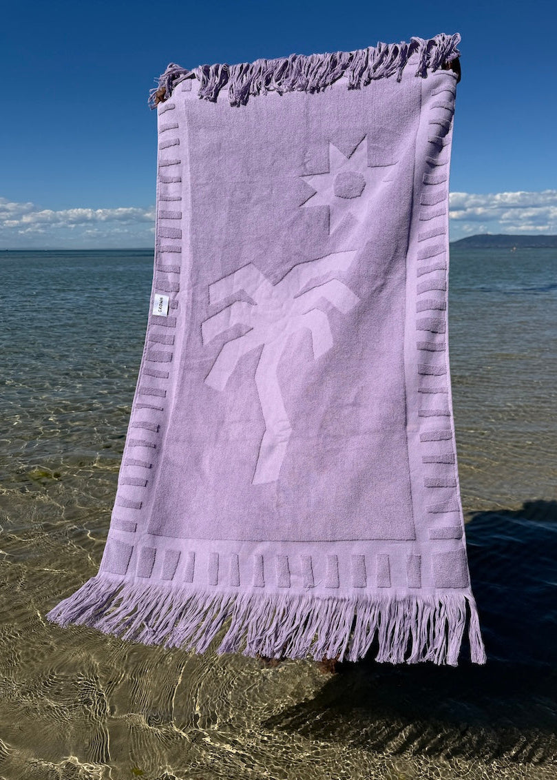 Grown Bubble Terry Towelling Beach Towel - Mauve in Single