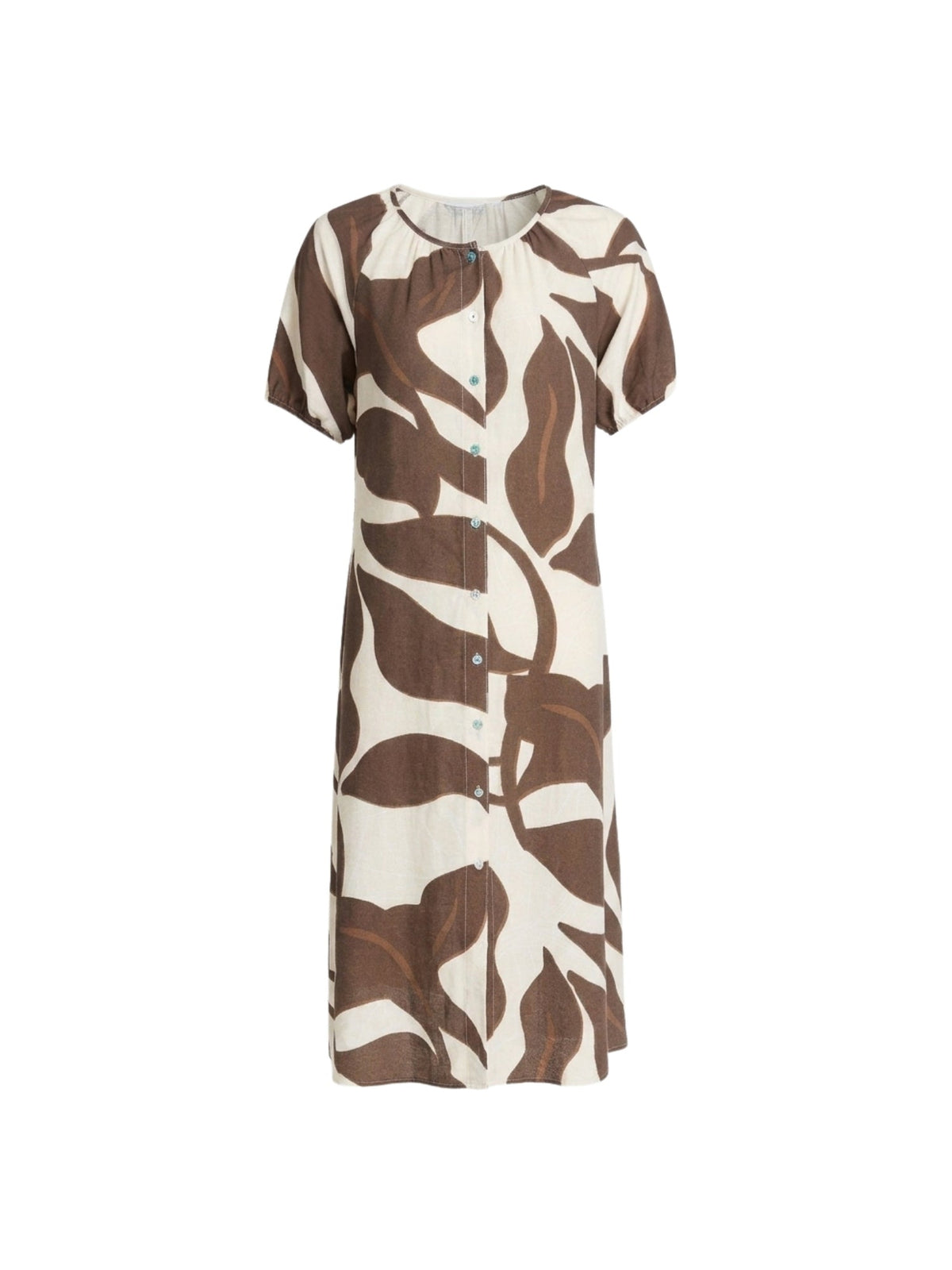 Clarity Bay Leaf Print Midi Dress - Mocha Multi in Mocha Multi