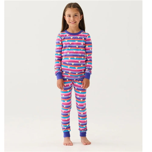 Hatley - Stripes & Hearts Stretch Cotton Pajama Set