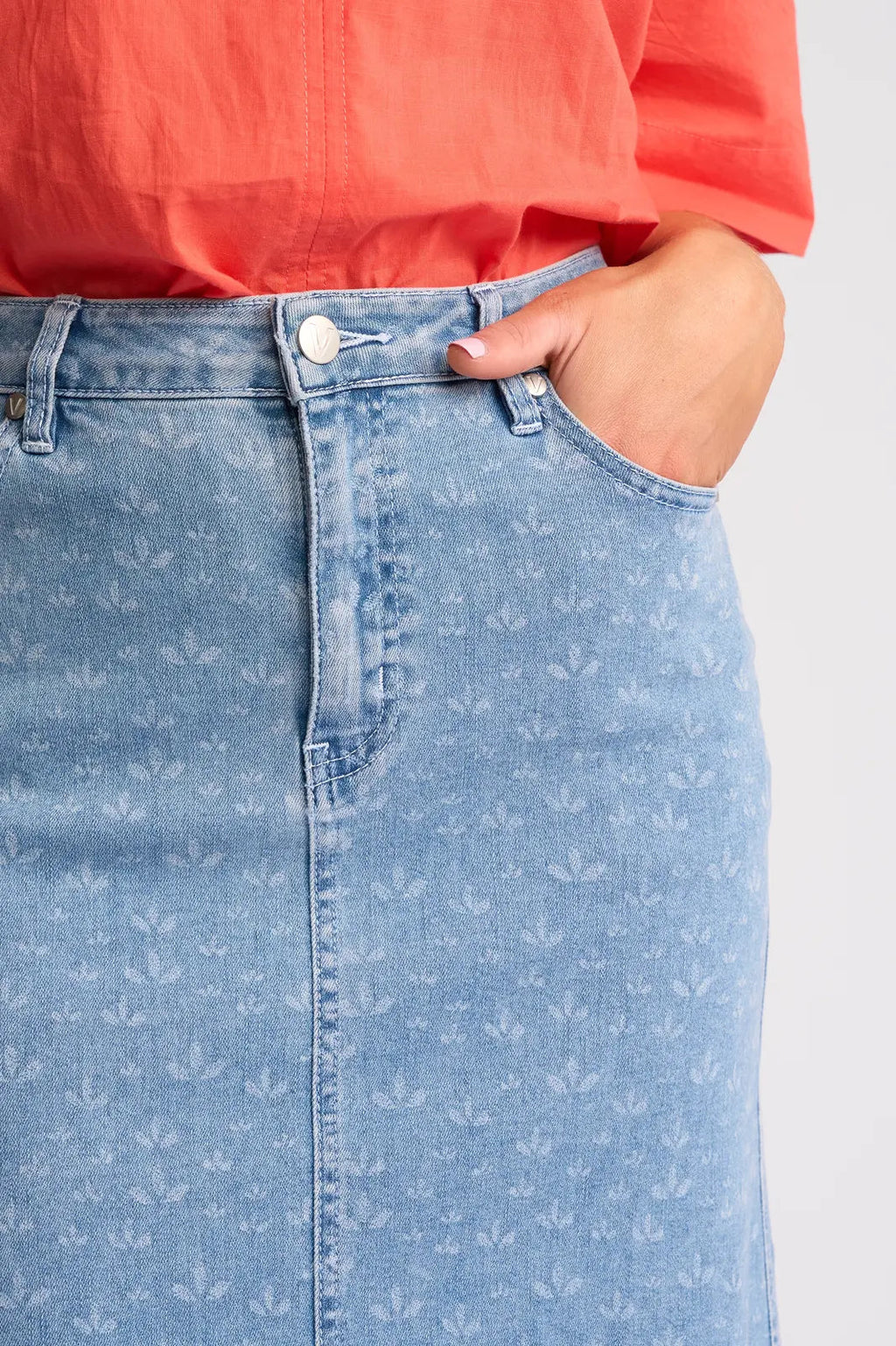 Vassalli Poppy Skirt - Meadow Denim in Meadow Denim