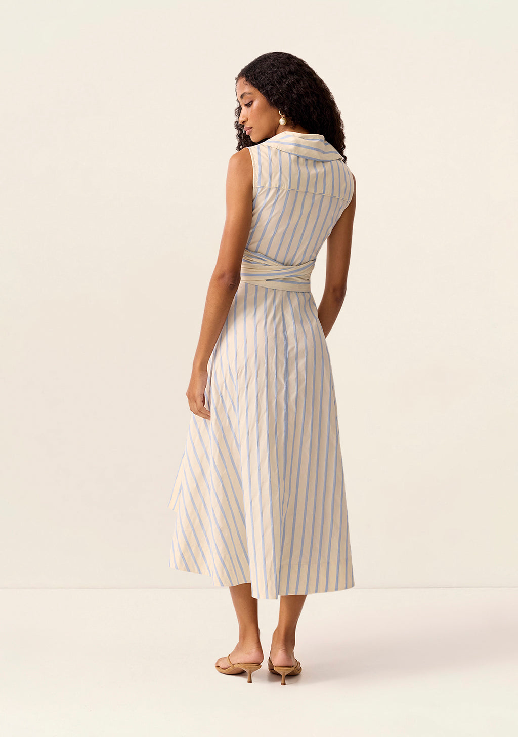 MOS The Label Everly Midi Dress in Blue Stripes