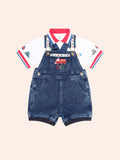 HUXBABY CONSTRUCTION 2PC SET in WHITE/ DENIM INDIGO
