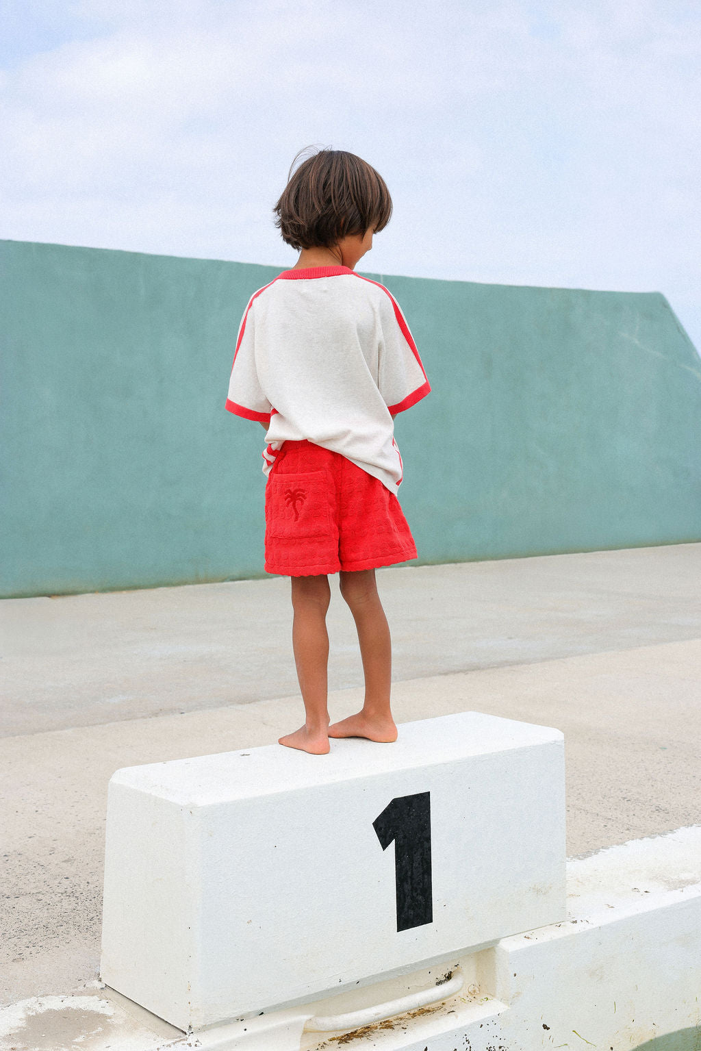 Grown Organic Knitted Contrast Tee - Fiesta & Coconut in Single