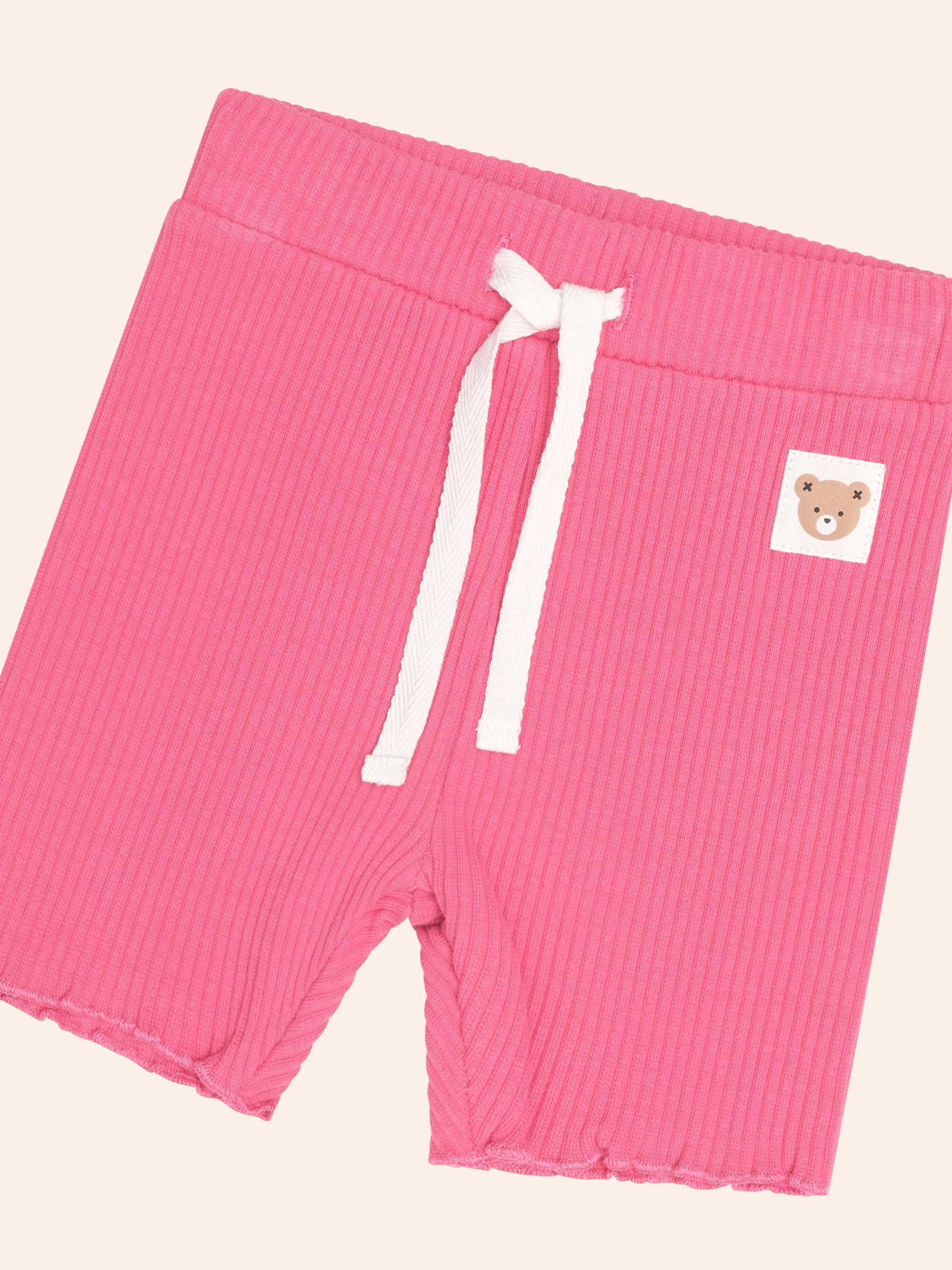 HUXBABY CHERRY RIB BIKE SHORT in CHERRY
