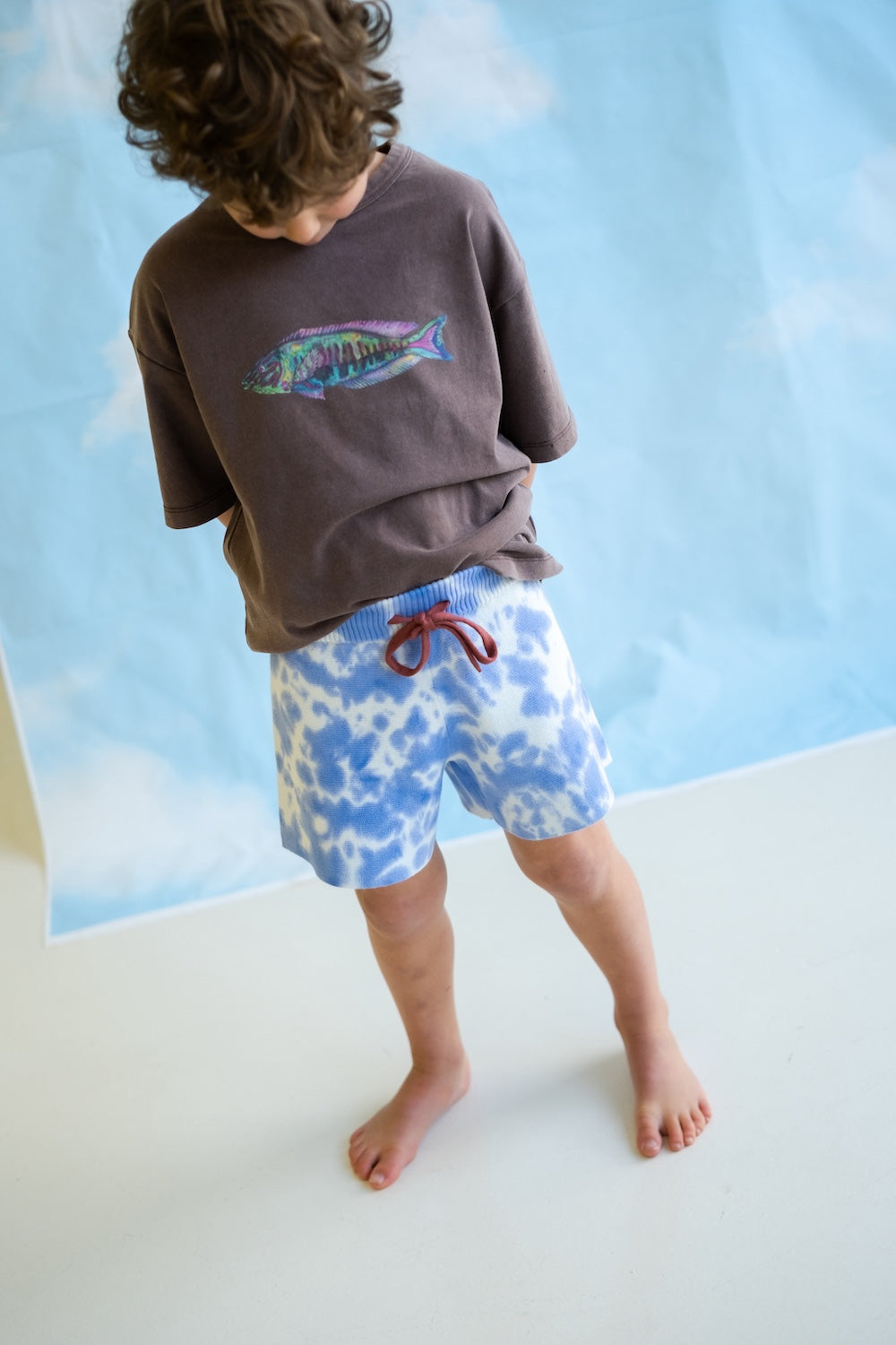 Grown Organic Tie Dye Milano Shorts - Pacific in Single