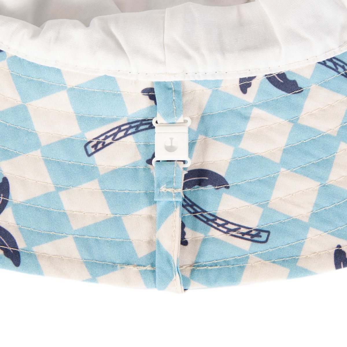 Acorn Kids Blue Checked Palms Wide Brim Bucket Hat in Blue, Cream and Navy