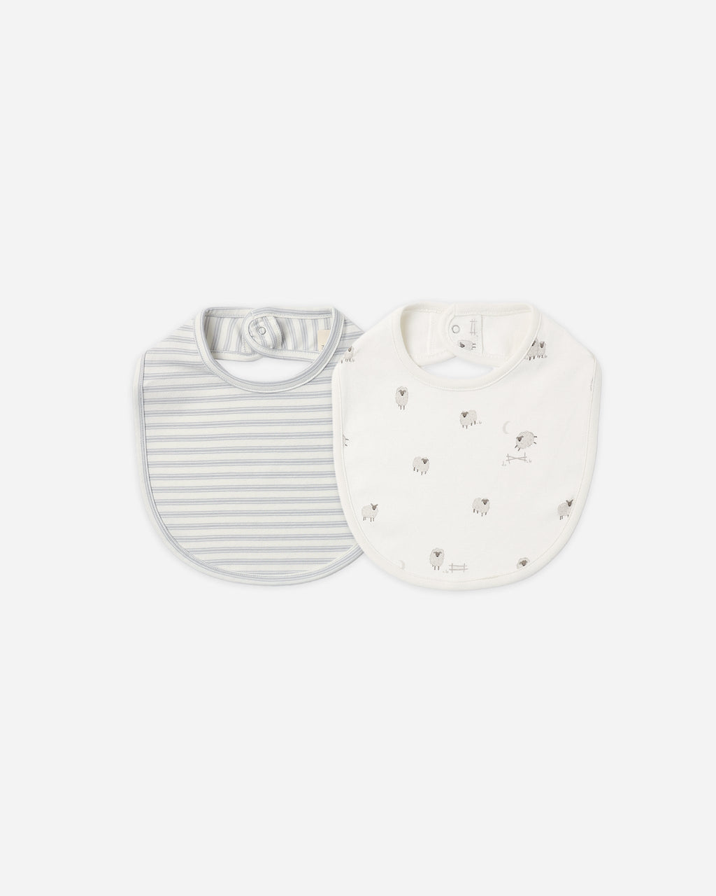 Quincy Mae Jersey Snap Bib, 2 Pack Sheep, Cloud Stripe in IVORY