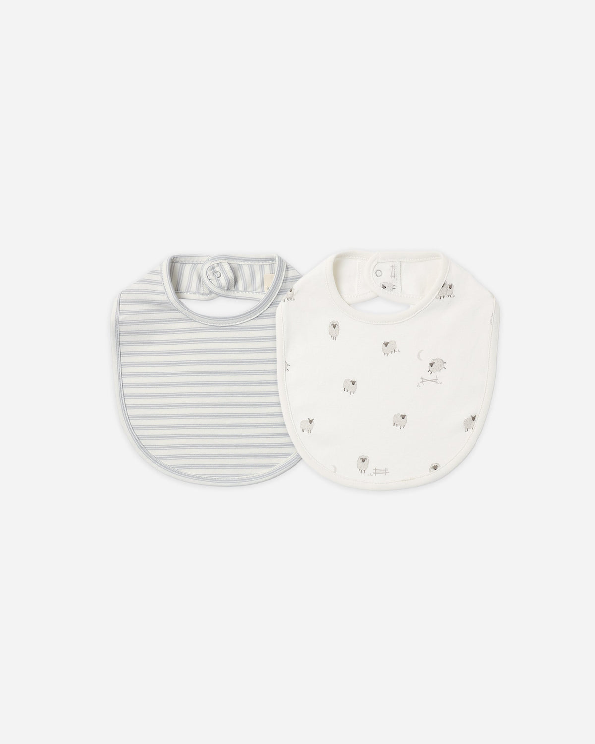 Quincy Mae Jersey Snap Bib, 2 Pack Sheep, Cloud Stripe in IVORY