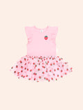 HUXBABY STRAWBERRY EMB S/SLV TULLE DRESS in STRAWBERRY CRÈME