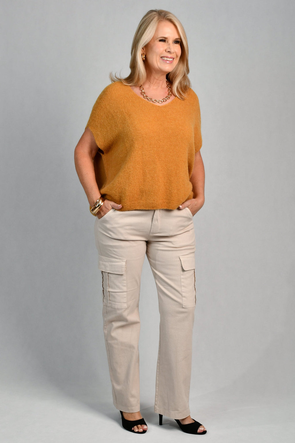 LA SOFIA VLST327 (5211) - WILMA WOOL TOP - MUSTARD in Mustard