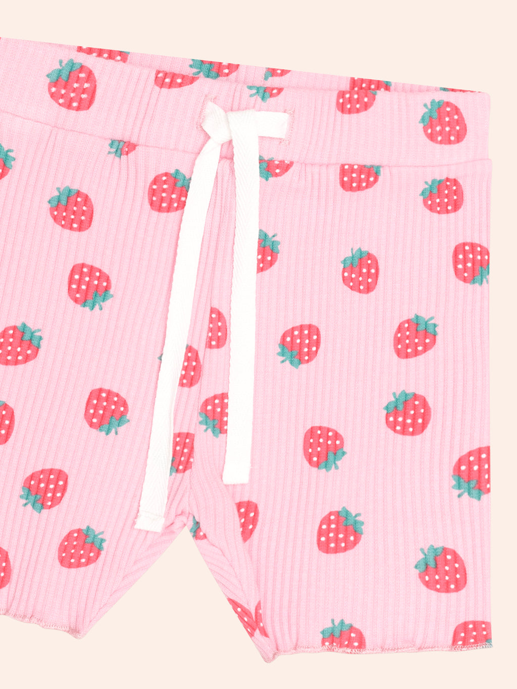 HUXBABY STRAWBERRY PRINT RIB BIKE SHORT in STRAWBERRY PRINT