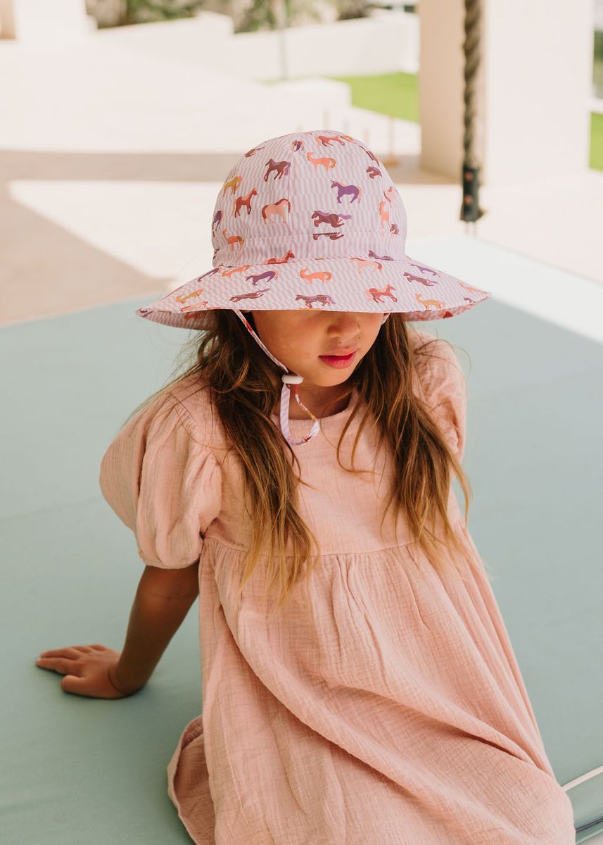 Acorn Kids Lilac Unicorn Wide Brim Sunhat in Lilac and Multi