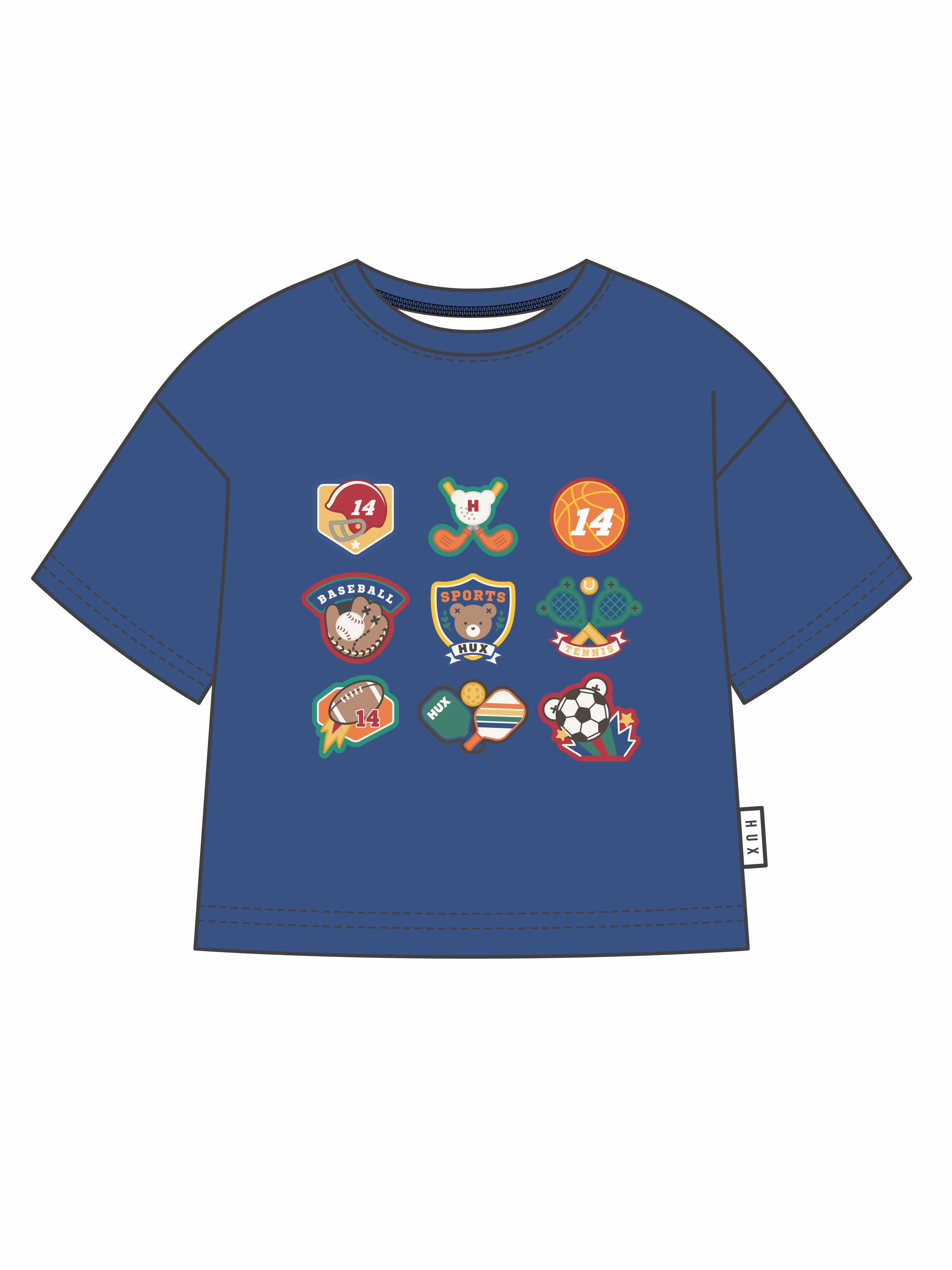 HUXBABY VINTAGE SPORT HUX EMBROIDERED TEE S/SLV in COBALT